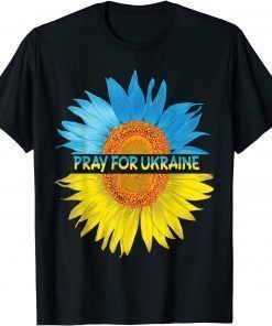 Pray for Ukraine Flag Flower Colorful Sunflower T-Shirt