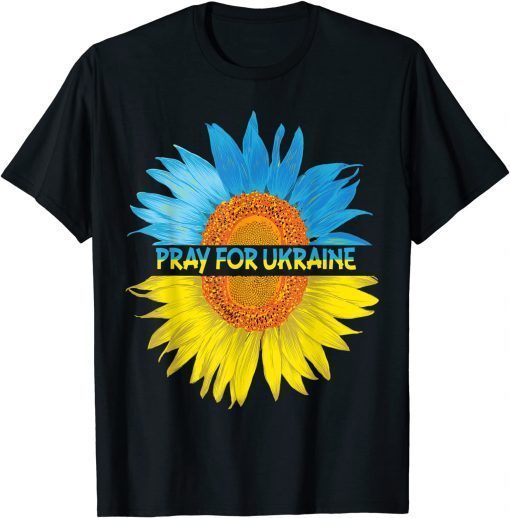 Pray for Ukraine Flag Flower Colorful Sunflower T-Shirt