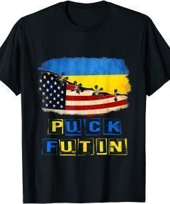 Puck Futin I Stand With Ukraine Ukrainian Flag, Free Ukraine T-Shirt