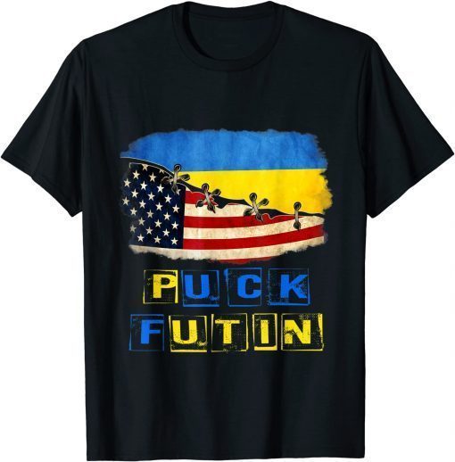 Puck Futin I Stand With Ukraine Ukrainian Flag, Free Ukraine T-Shirt