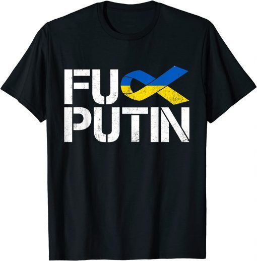 Puck Futin Ukraine Ribbon Stand With Ukraine Support Ukraine T-Shirt