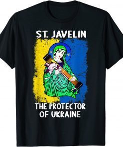 Saint Javelin Protector of Ukraine Support Ukraine Flag T-Shirt