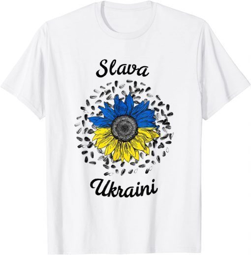 Slava Ukraini Sunflower Ukrainian Flag I Stand With Ukraine T-Shirt