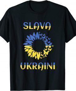 Slava Ukraini Ukraine Flag Sunflower butterfly T-Shirt