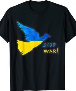 Stop War ! Ukraine Ukrainian Flag Bird Peace Sign T-Shirt