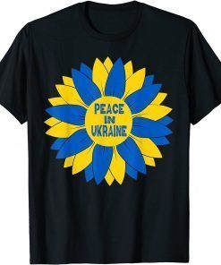 Sunflower Peace in Ukraine Ukrainian Flag Colors Peace Sign T-Shirt