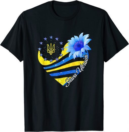 Sunflower Slava Ukraini Ukrainian Flag I Stand With Ukraine T-Shirt