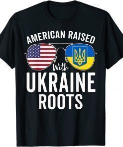 Sunglasses with Ukraine Roots USA Ukrainian Flag T-Shirt