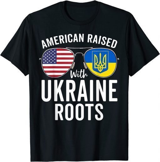 Sunglasses with Ukraine Roots USA Ukrainian Flag T-Shirt