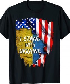 Support Ukraine I Stand With Ukraine American Flag T-Shirt