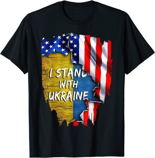 Support Ukraine I Stand With Ukraine American Flag T-Shirt