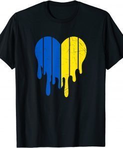 Support Ukraine I Stand With Ukraine Heart Ukrainian Flag T-Shirt