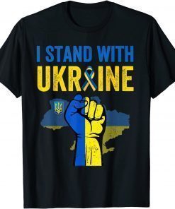 Support Ukraine I Stand With Ukraine Ribbon Flag T-Shirt