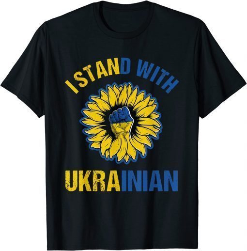 Support Ukraine I Stand With Ukrainian sunflower fist flag Ukraine Flag T-Shirt