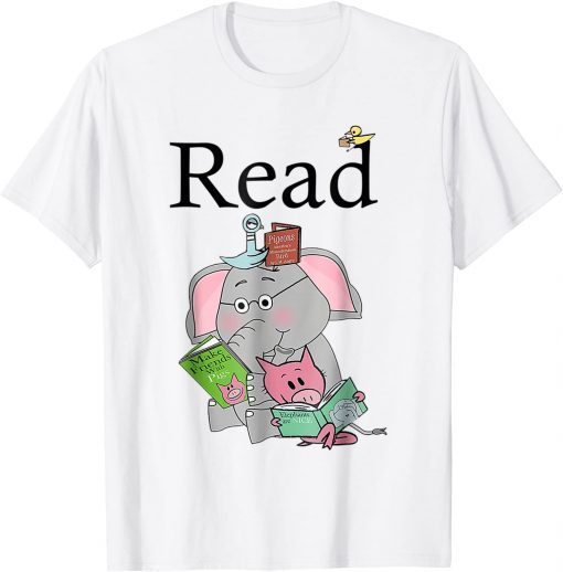 Teacher Library Read Book Club Piggie Elephant Pigeons T-Shirt