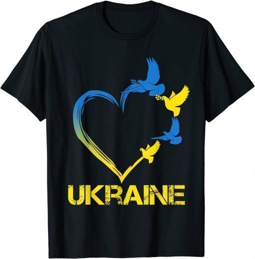 Ukraine Flag Heart Vintage Ukrainian Support Ukraine T-Shirt