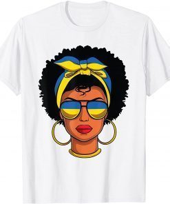 Ukraine Flag Ukrainian Afro Women Girls Pride T-Shirt