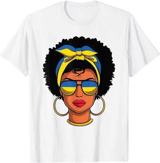 Ukraine Flag Ukrainian Afro Women Girls Pride T-Shirt