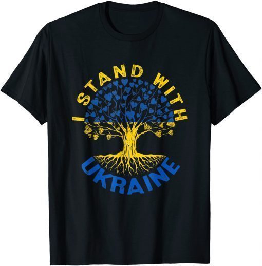 Ukraine Flag Vintage Tree Stand With Ukraine Graphic Roots T-Shirt