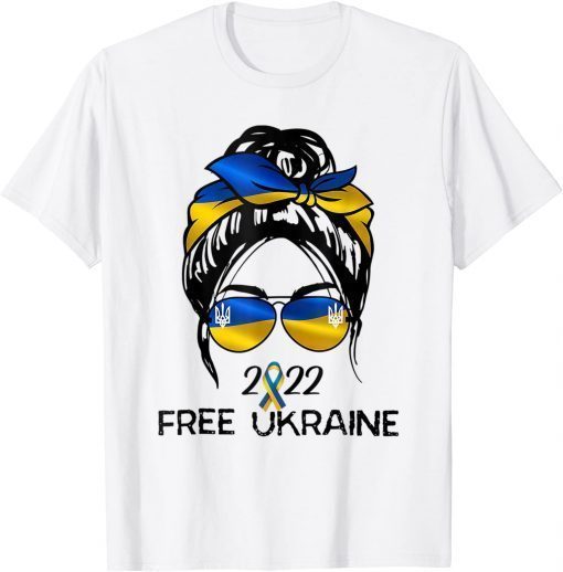 Ukraine Pride Women Messy Bun Free Ukraine, Ukrainian Flag T-Shirt