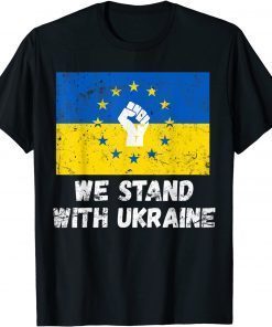 We Stand With Ukraine Ukrainian Flag Rise Fist Peace Vintage T-Shirt