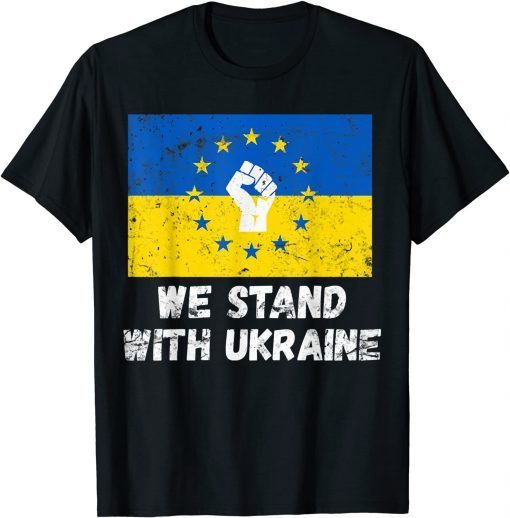 We Stand With Ukraine Ukrainian Flag Rise Fist Peace Vintage T-Shirt