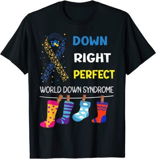 World Down Syndrome Support Kids Yell Ribbon Blue T-Shirt