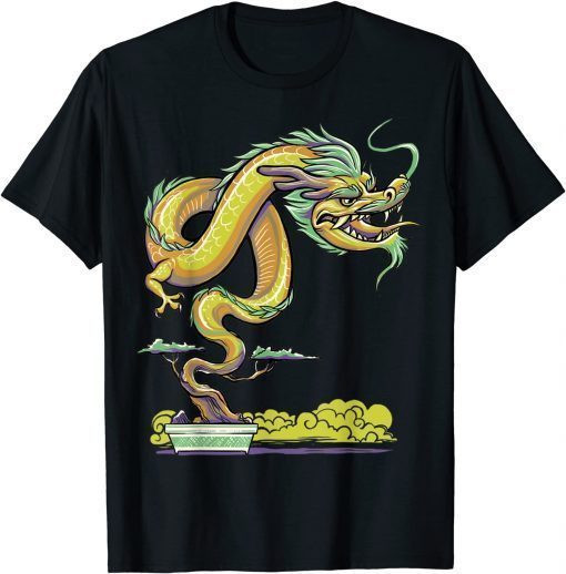 Zen Buddhist Japanese Aesthetic Dragon Bonsai Tree T-Shirt