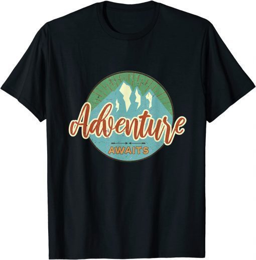 Adventure Awaits Vintage Great Adventure Hiking Camping T-Shirt