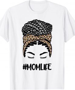 Afro Leopard Mom Life Black African American Mothers Day T-Shirt