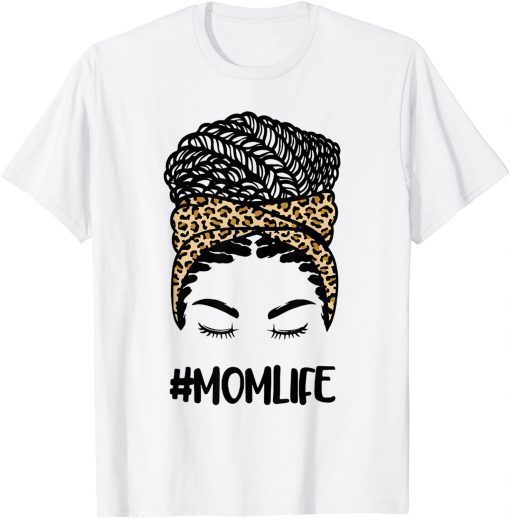 Afro Leopard Mom Life Black African American Mothers Day T-Shirt