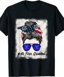 Air Force Grandma Messy Bun Sunglasses Military 4th Of July T-Shirt