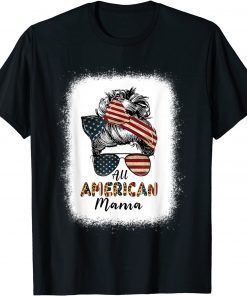 All American Mama Messy Bun Matching Family 4th Of July Mom T-Shirt