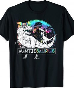 Auntie Saurus Dino Tie Dye Bandana Mother's Day T-Shirt