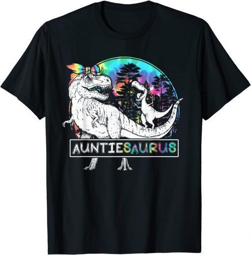 Auntie Saurus Dino Tie Dye Bandana Mother's Day T-Shirt