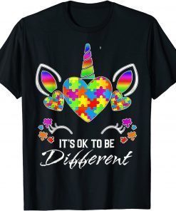 Autism Awareness Unicorn Mask It's Ok To Be Different Tee Shirt