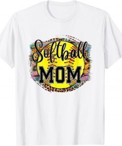 Baseball Mom Softball Mom Mothers Day 2022 Leopard Sunflower T-Shirt