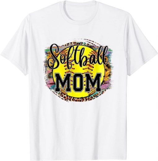 Baseball Mom Softball Mom Mothers Day 2022 Leopard Sunflower T-Shirt