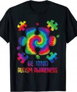 Be Kind Autism Puzzle Pieces Tie Dye Autism Awareness T-Shirt