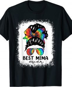 Bleach Best Mima Ever Tie Dye Messy Bun Hair Mother's Day T-Shirt