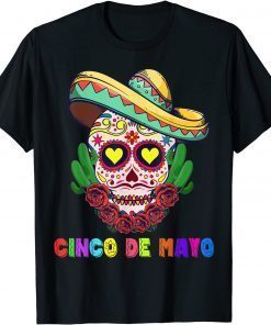 Cinco De Mayo Mexican Cross Sunglasses Skull Mustache Fiesta T-Shirt