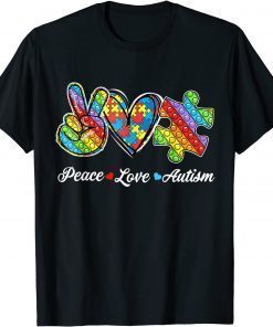 Fidget Toy Autism Puzzle Peace Love Autism Awareness Pop It T-Shirt