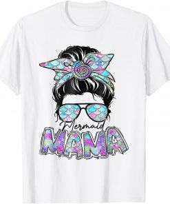 Hair Glasses Mermaid Mama Messy Hair Bun Glasses Mother's T-Shirt