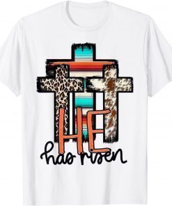 He is Risen Christian Easter Happy Eater Day Women leopard T-Shirt