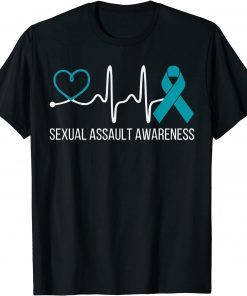 Heartbeat Sexual Assault Awareness Month Teal Ribbon Support T-Shirt