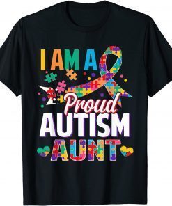 I'm a Proud Autism Aunt Autism Awareness Puzzle Piece Auntie T-Shirt