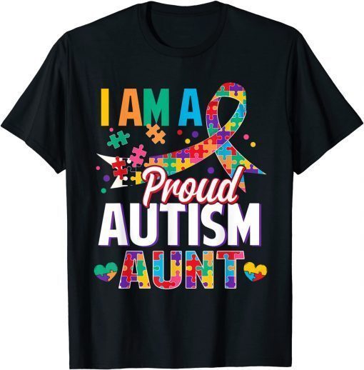 I'm a Proud Autism Aunt Autism Awareness Puzzle Piece Auntie T-Shirt