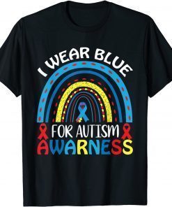 In April I wear blue autism awareness cute Rainbow Puzzle T-Shirt