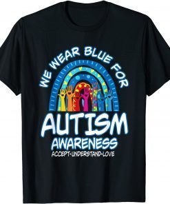 In April We Wear Blue For Autism Awareness Fidget Rainbow T-Shirt