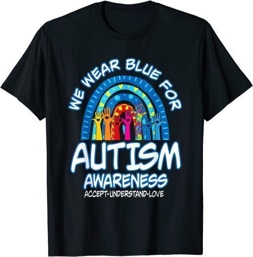 In April We Wear Blue For Autism Awareness Fidget Rainbow T-Shirt